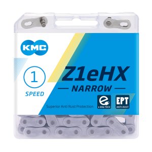 KMC E-Bike Kette Z1eHX Narrow EPT Kompatibilität: Nabenschaltung | SB-Verpackung | silber | 128 Glieder