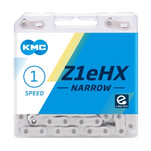 KMC E-Bike Kette Z1eHX Narrow Kompatibilität: Nabenschaltung | SB-Verpackung | silber | 112 Glieder