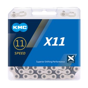 KMC Fahrrad Kette X11 Kompatibilität: 11-fach | SB-Verpackung | silber / schwarz | 114 Glieder