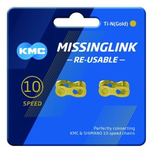 KMC Kettenverschlussglied MissingLink Ti-N Kompatibilität: 10-fach | SB-Verpackung | gold