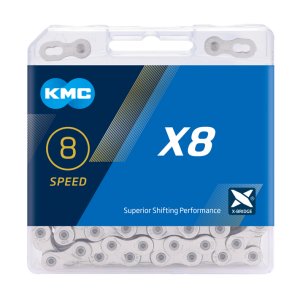 KMC Fahrrad Kette X8 Kompatibilität: 6/7/8-fach | SB-Verpackung | silber | 114 Glieder