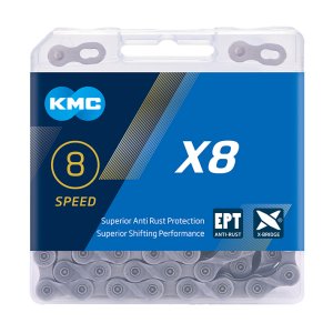 KMC Fahrrad Kette X8 EPT Kompatibilität: 6/7/8-fach | SB-Verpackung | silber | 114 Glieder