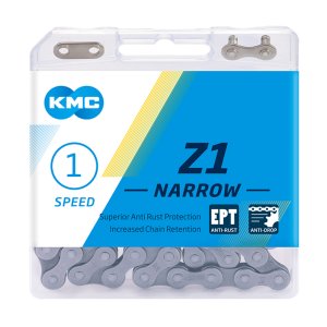 KMC Fahrrad Kette Z1 Narrow EPT Kompatibilität: Nabenschaltung | SB-Verpackung | silber | 112 Glieder