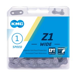 KMC Fahrrad Kette Z1 Wide EPT Kompatibilität: Nabenschaltung | SB-Verpackung | silber | 112 Glieder