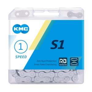 KMC Fahrrad Kette S1 Wide RB Kompatibilität: Nabenschaltung | SB-Verpackung | matt silber | 112 Glieder