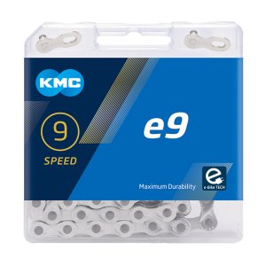 KMC E-Bike Kette e9 Kompatibilität: 9-fach | SB-Verpackung | silber | 122 Glieder