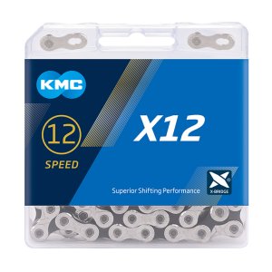 KMC Fahrrad Kette X12 Kompatibilität: 12-fach | SB-Verpackung | silber / schwarz | 126 Glieder
