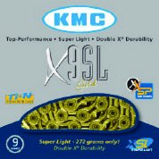 KMC Fahrrad Kette X9 SL Kompatibilität: 9-fach | SB-Verpackung | gold | 116 Glieder