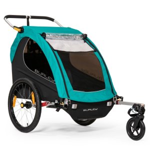 BURLEY Kinderanhänger Encore X Ausführung: 2 Kinder | Für alle optionalen Burley Fahrrad-Optionen mit Deichsel und Kupplung | Turquoise