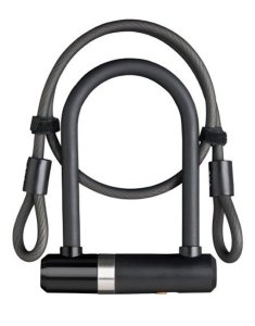AXA Bügelschloss Mini U-Lock + Kabel schwarz | Höhe: 150 mm