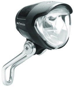 B&M E-Bike LED Scheinwerfer Lumotec IQ Avy E inkl. mit Edelstahlhater | Befestigung: Gabelkrone | schwarz