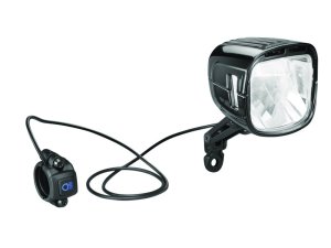 B&M E-Bike LED Scheinwerfer LUMOTEC IQ-XL inkl. Halter und Anschlusskabel | schwarz eloxiert | An-/Ausschalter: Ja