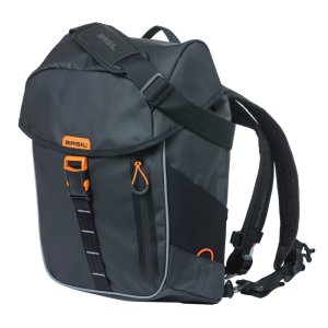 BASIL Einzeltasche Miles Tarpaulin Befestigung: Hook-On System | schwarz orange