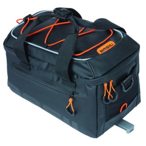 BASIL Gepäckträgertasche Miles Tarpaulin MIK Befestigung: MIK System | schwarz orange | Für MIK-Systemträger