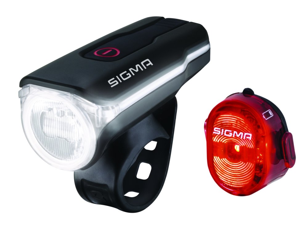 SIGMA LED Beleuchtungs Set Aura 60 USB+Nugget II inkl. Micro-USB-Ladekabel | Befestigung: Lenker | schwarz