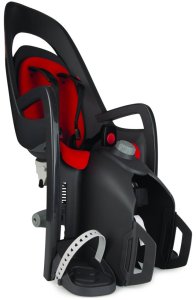HAMAX Kindersitz Caress  grau / rot / schwarz | inkl. Gepäckträger-Adapter