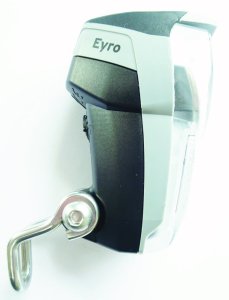 B&M LED-Akkuscheinwerfer 30 LUX Lumotec IQ-Eyro inkl. USB-Ladekabel | Befestigung: Gabelkrone | grau / schwarz